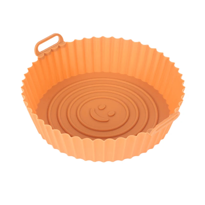 22cm Silicone Air Fryers Oven Baking Tray Pizza Fried Chicken Airfryer Silicone Basket Reusable Airfryer Pan Liner Accessories