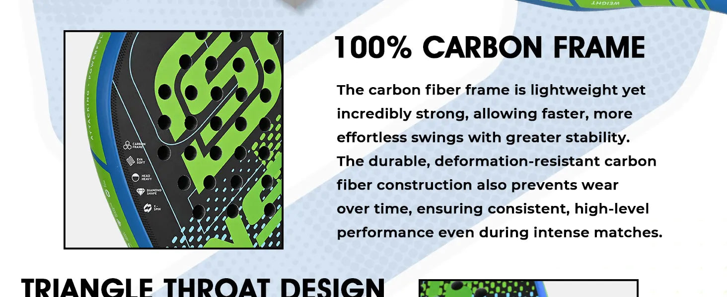 Padel Tennis Racket Carbon Fiber Diamond Shape EVA Core Power Control Padel Racquet for Advanced Players