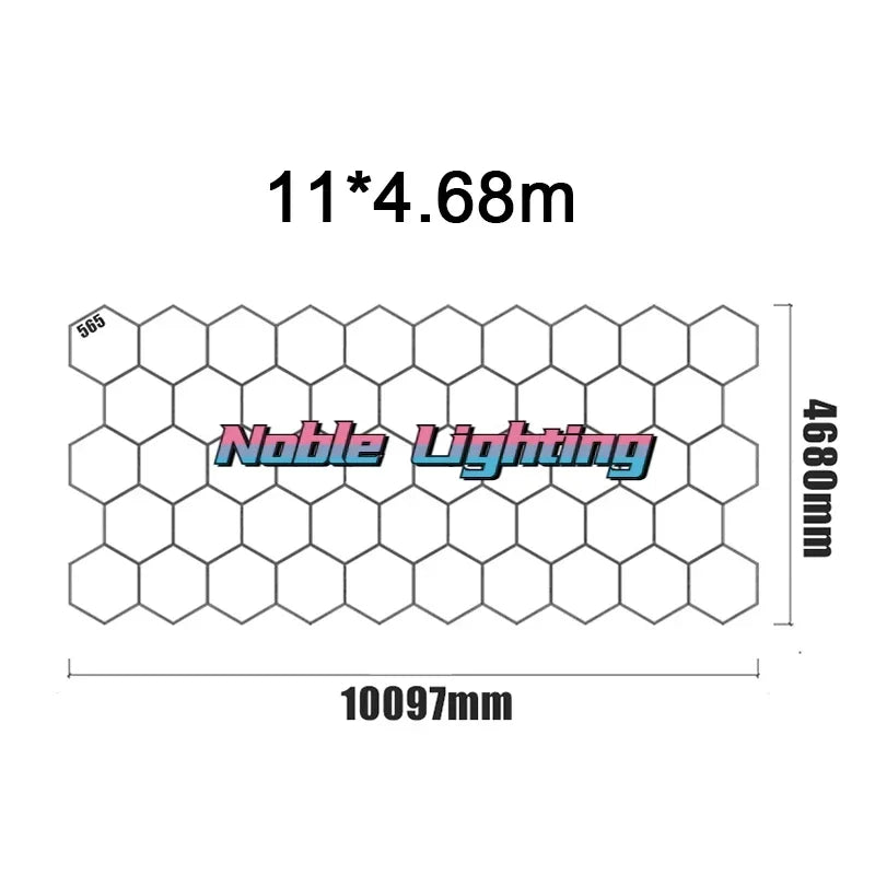 4x8M Garage Barbershop Gym Led Ceiling Light Hexagon Light 110V-240V Honeycomb Led Customized for Auto Car Detailing Workshop