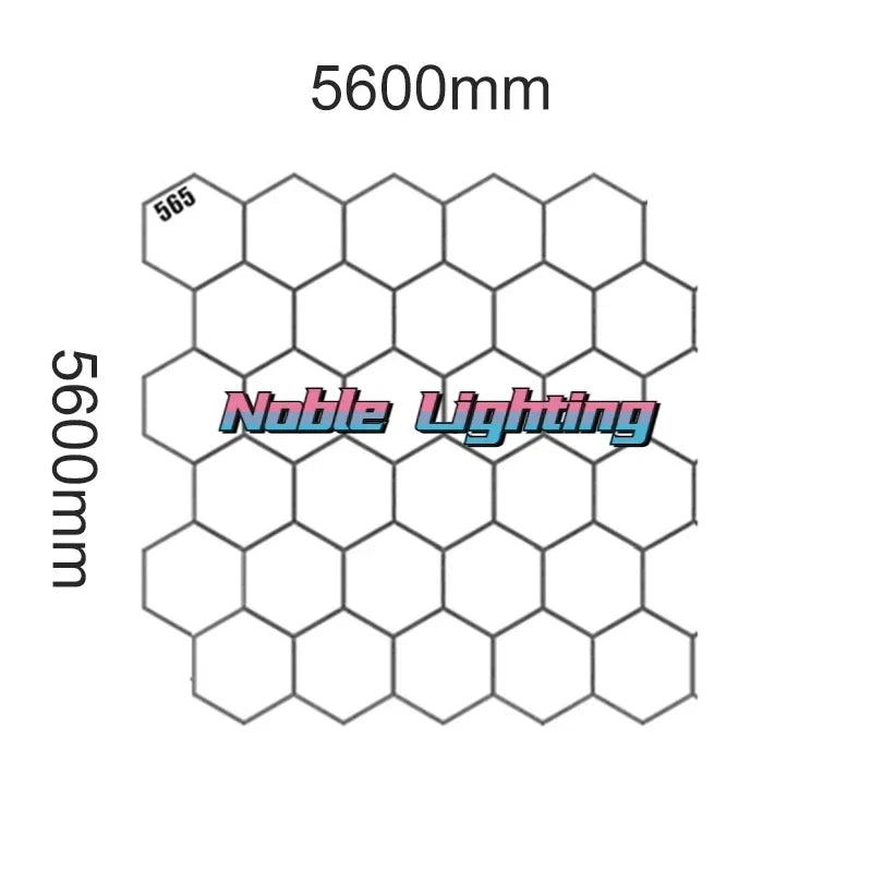 4x8M Garage Barbershop Gym Led Ceiling Light Hexagon Light 110V-240V Honeycomb Led Customized for Auto Car Detailing Workshop