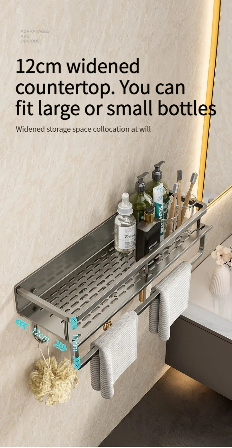 Bathroom Rack Bathroom Shelf Toilet Space Aluminum Hanging Rack Bathroom Organizer Hang on the Wall