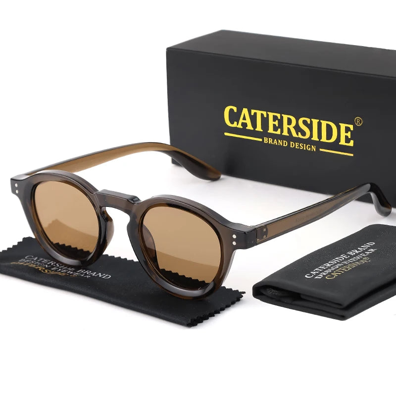 CATERSIDE Round Polarized Sunglasses Men Vintage TR90 Frame High-Quality Sun Glasses for Women Driving Fishing Eyewear UV400