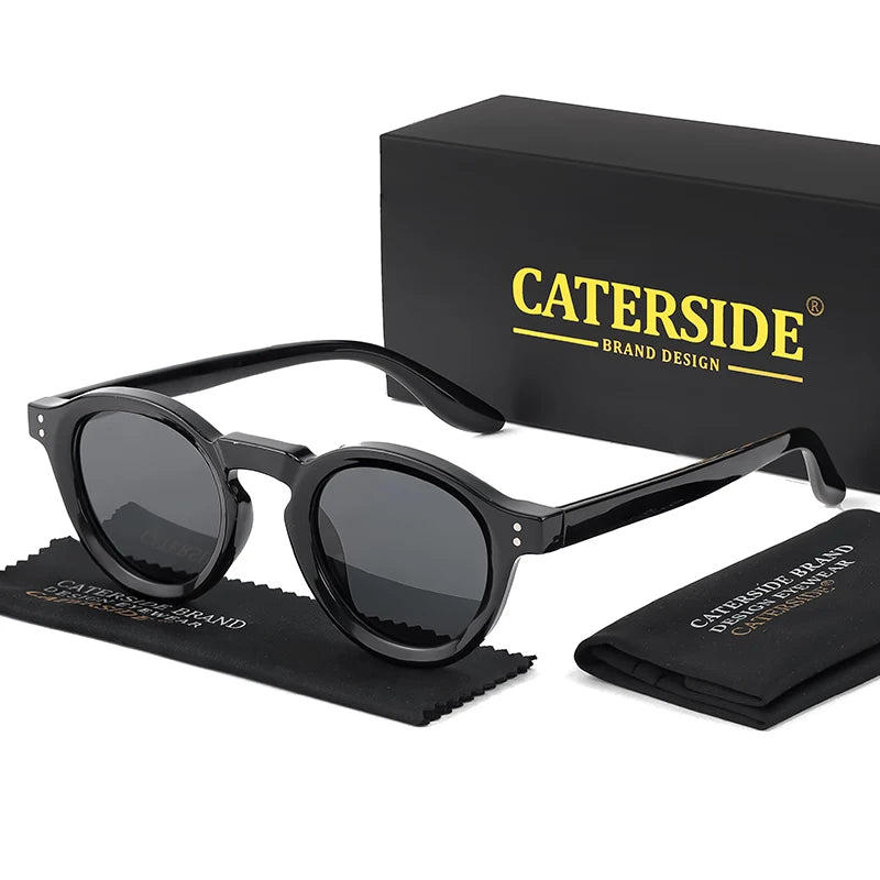 CATERSIDE Round Polarized Sunglasses Men Vintage TR90 Frame High-Quality Sun Glasses for Women Driving Fishing Eyewear UV400
