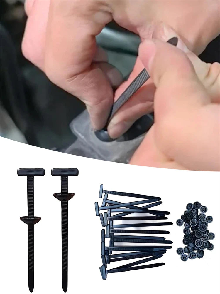 200/100/50Pcs Self-Locked Nylon Cable Tie Push Clips Wire Tie Released Zip Straps Car Pipe Cable Fastener Bundle Fixed Binding