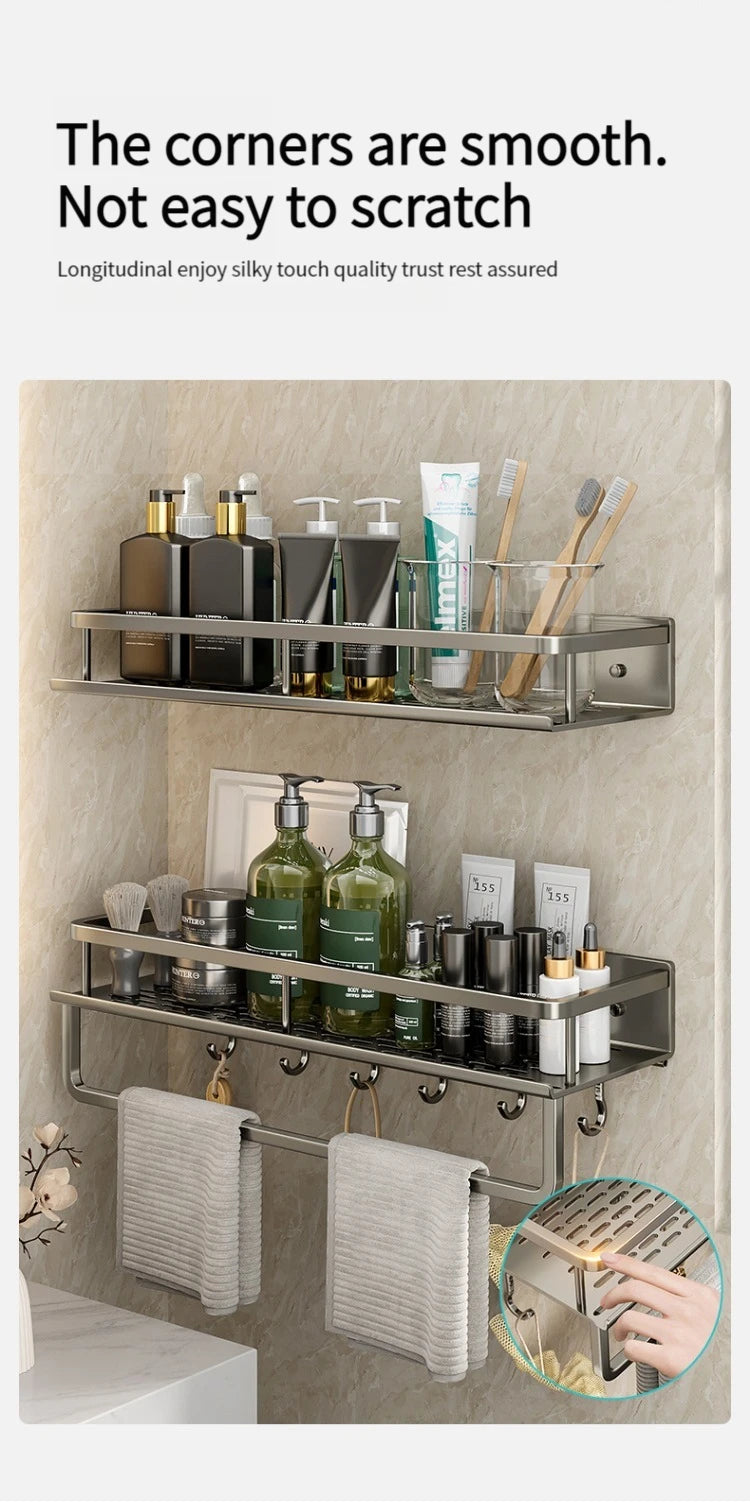 Bathroom Rack Bathroom Shelf Toilet Space Aluminum Hanging Rack Bathroom Organizer Hang on the Wall
