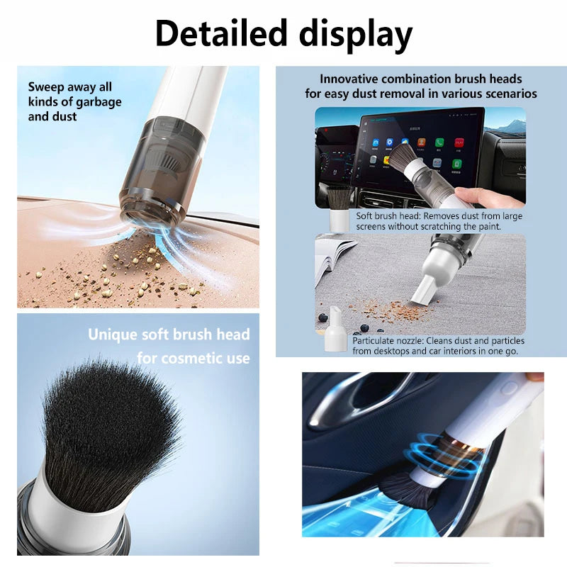 Portable Mini Handheld Vacuum Cleaner 3-in-1 Suction/Blow/Water Absorption Strong Suction for Car Coffee Powder Desktop Cleaning