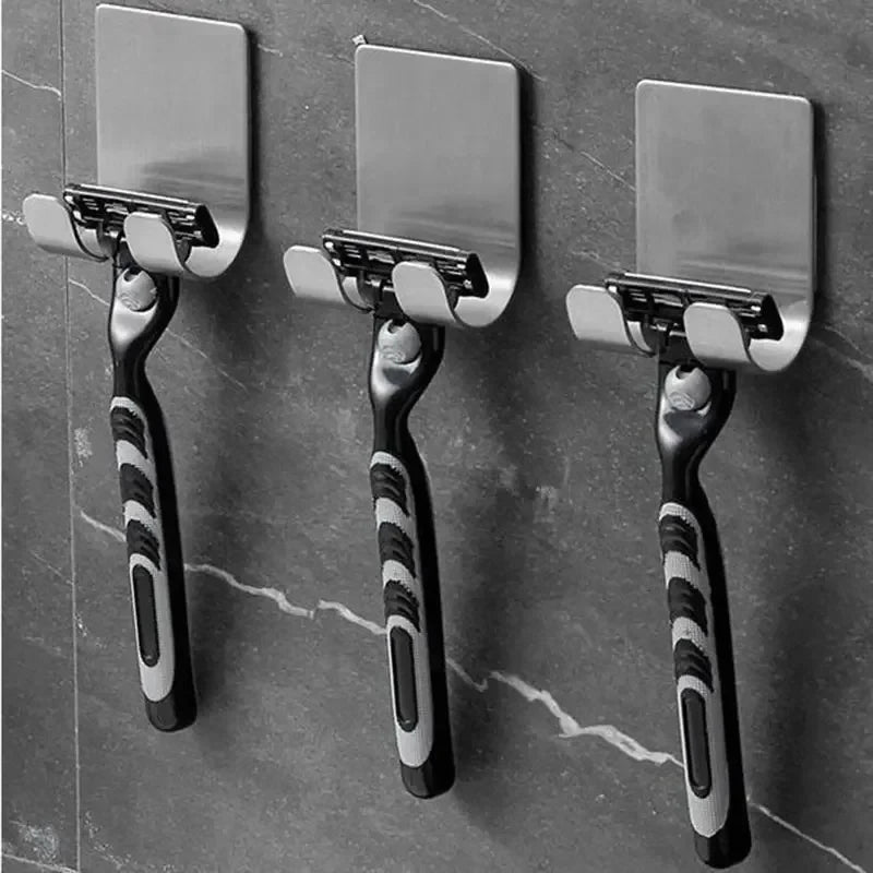 2pcs Razor Holder 304 Stainless Steel Men Shaving Shaver Razor Stand Shelf Shaving Razor Storage Rack Bathroom Hook Organizer
