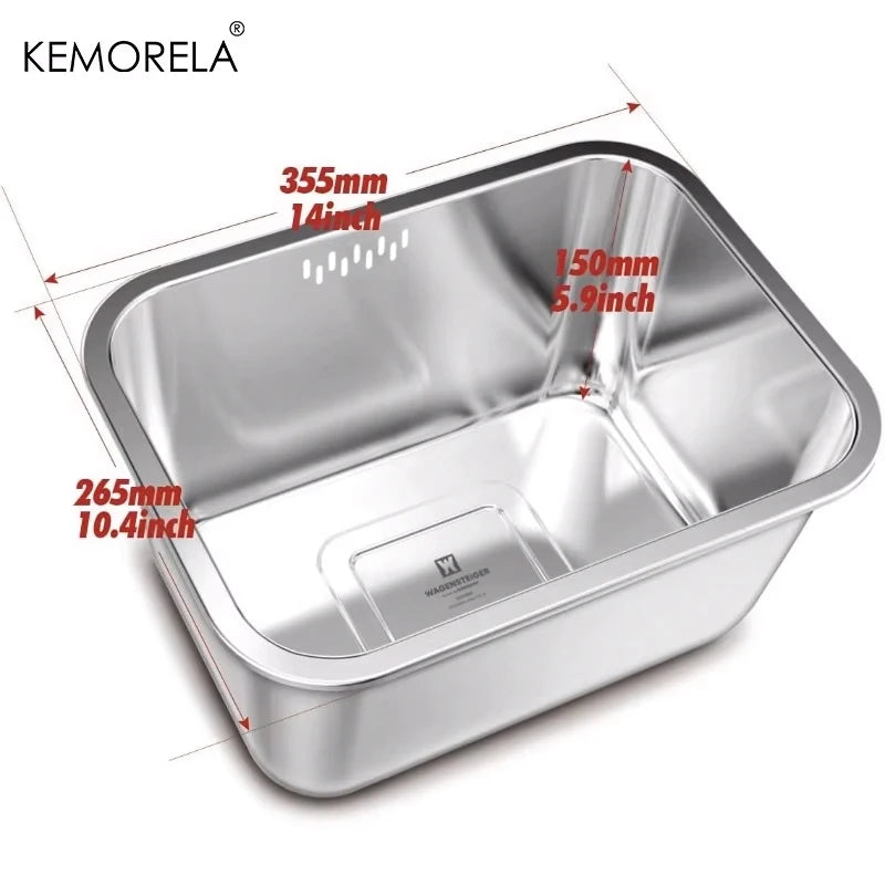 Bassine de vaisselle portable 10L en acier inoxydable, bac de lavage multifonction pour cuisine et légumes