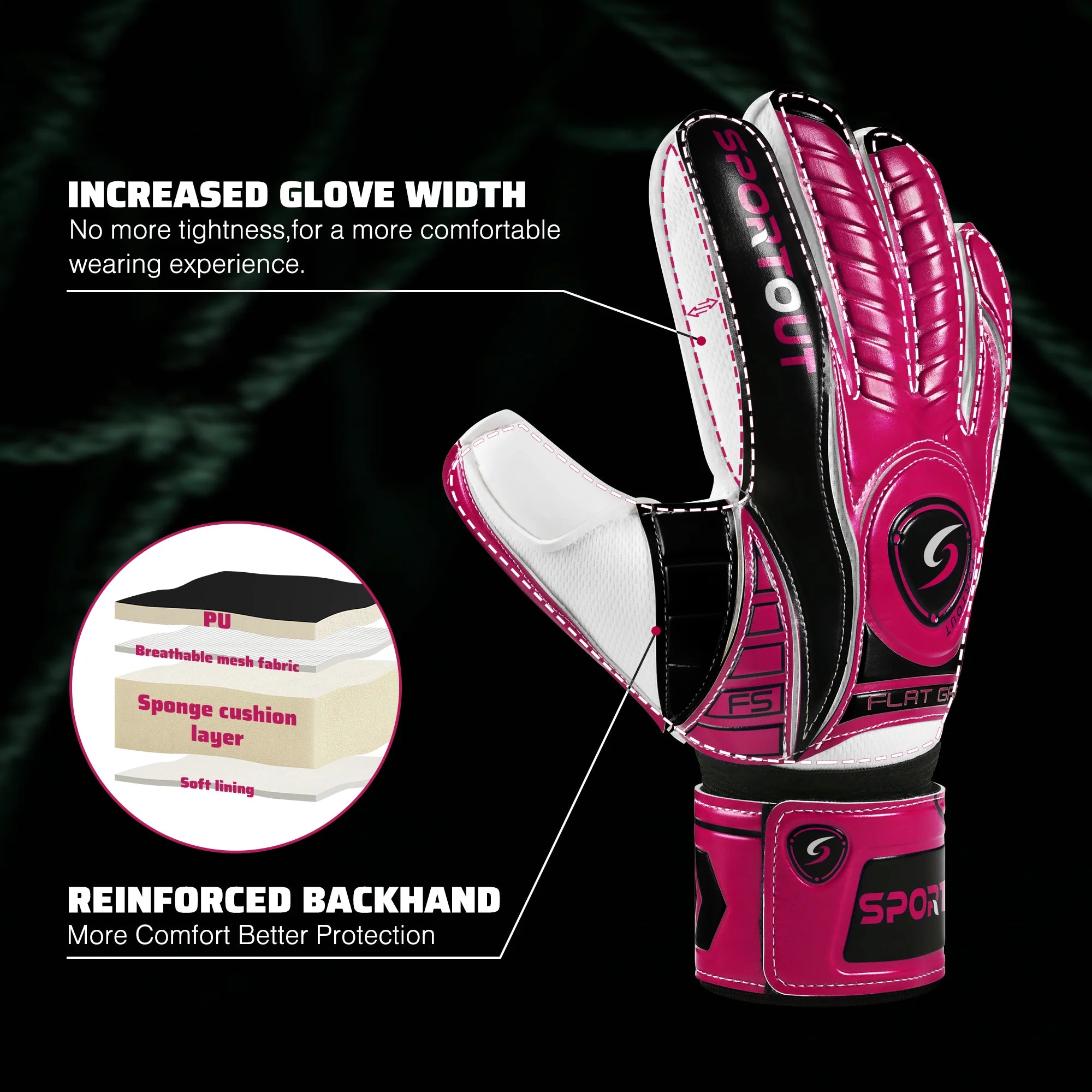 Sportout Goalkeeper Gloves, Goalkeeper Gloves, Durable Football Gloves, Breathable Football Goalkeeper Gloves