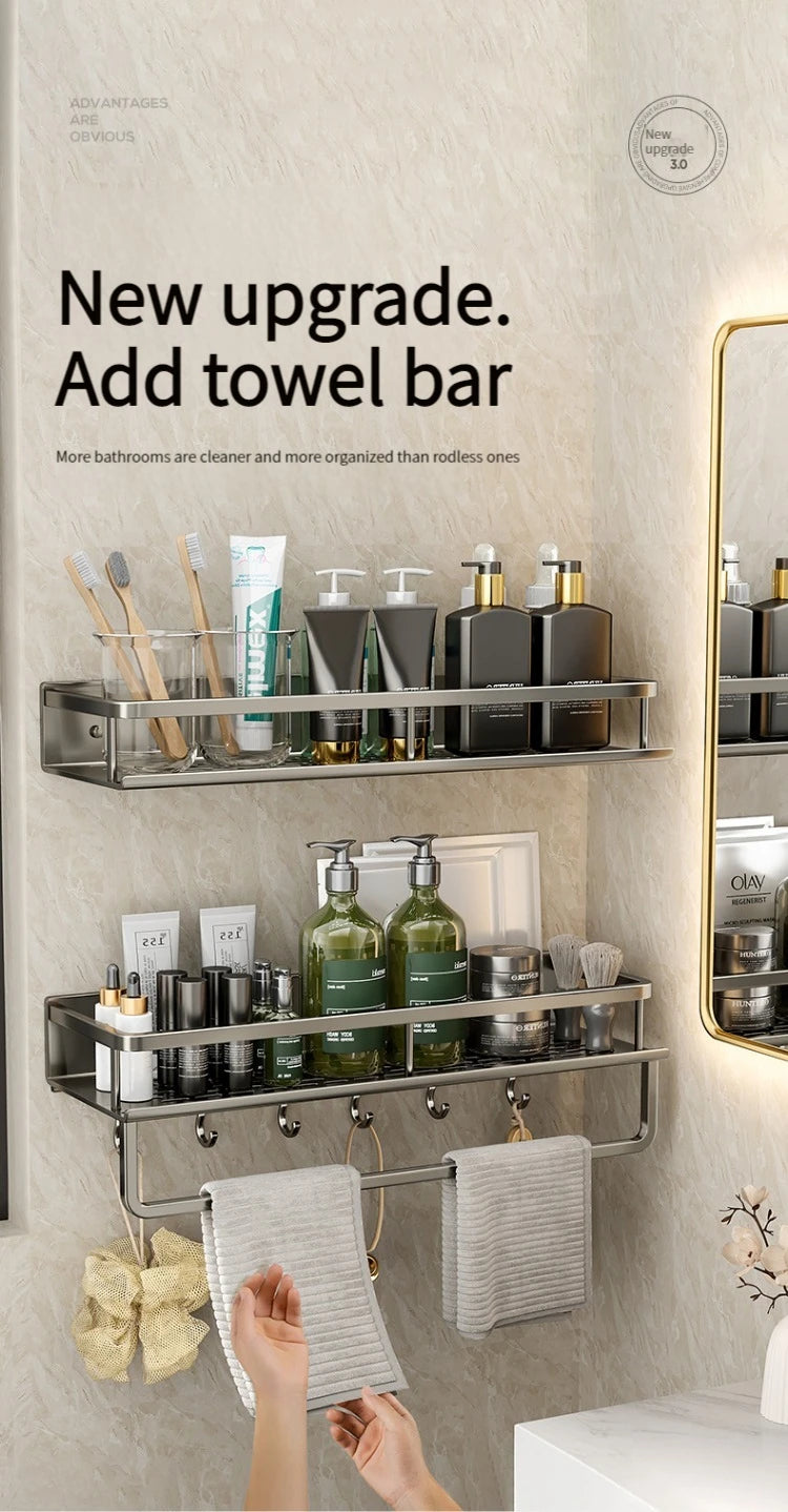 Bathroom Rack Bathroom Shelf Toilet Space Aluminum Hanging Rack Bathroom Organizer Hang on the Wall