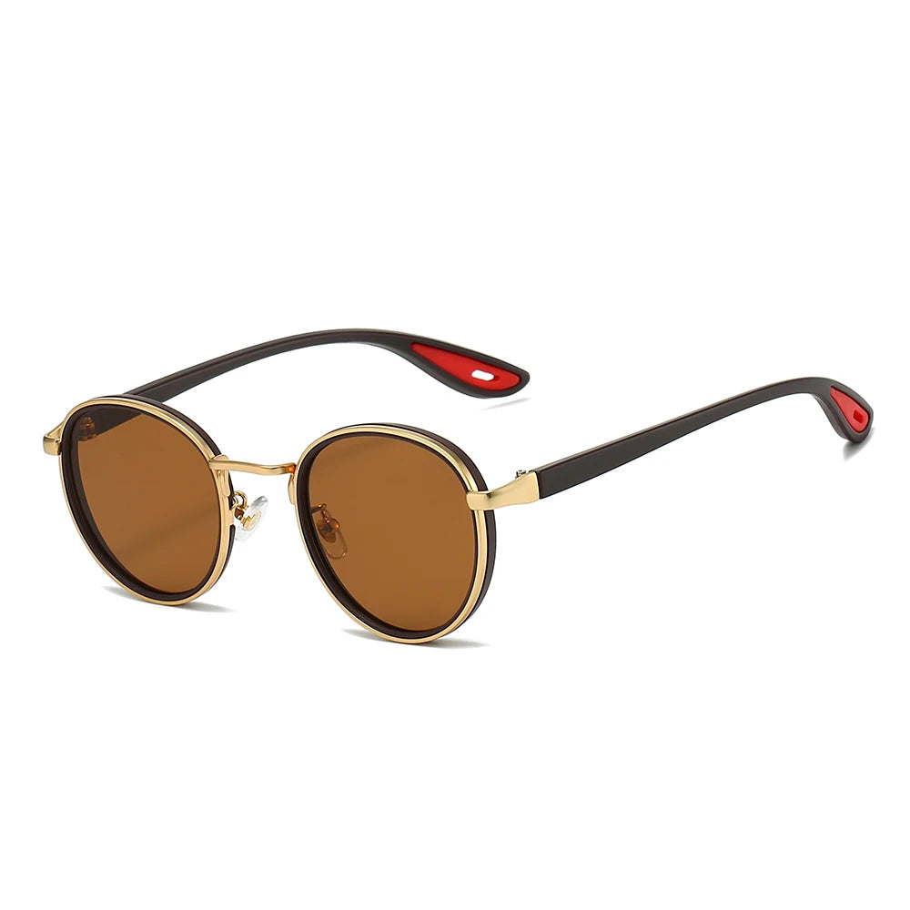 GM LUMIAS Vintage Round Sunglasses Men 2025 New Punk Fashion Shades Women Trendy Luxury Brand Design Casual Anti-UV Sun Glasses