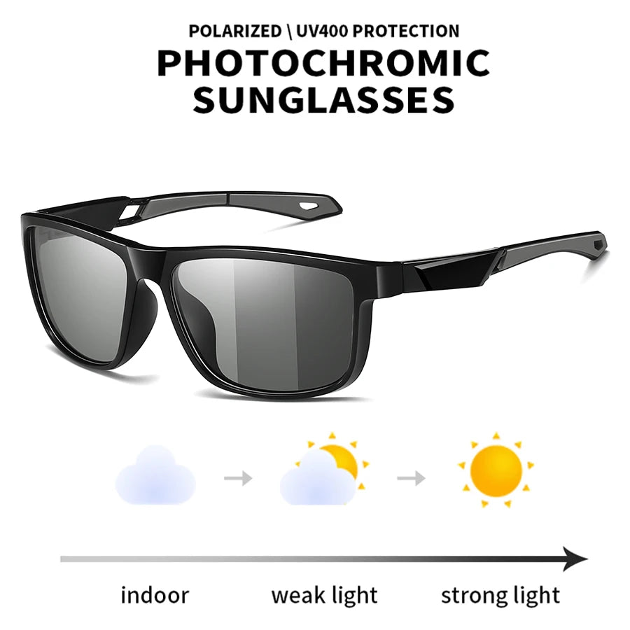 Photochromic Polarized Sports Vintage Sunglasses Men Women Fishing Cycling Driving Mountaineering Chameleon Sun Glasses