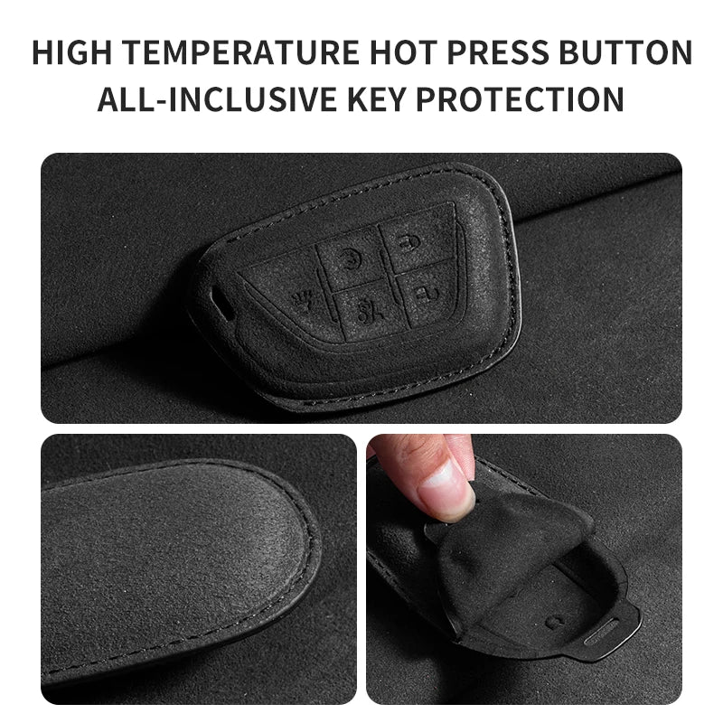 Suede Car Key Case Cover For Cadillac CT4 CT5 ATS CT6 CTS DTS XT5 Escalade ESV SRX STS XT4 Car Key Protective Shell Accessories