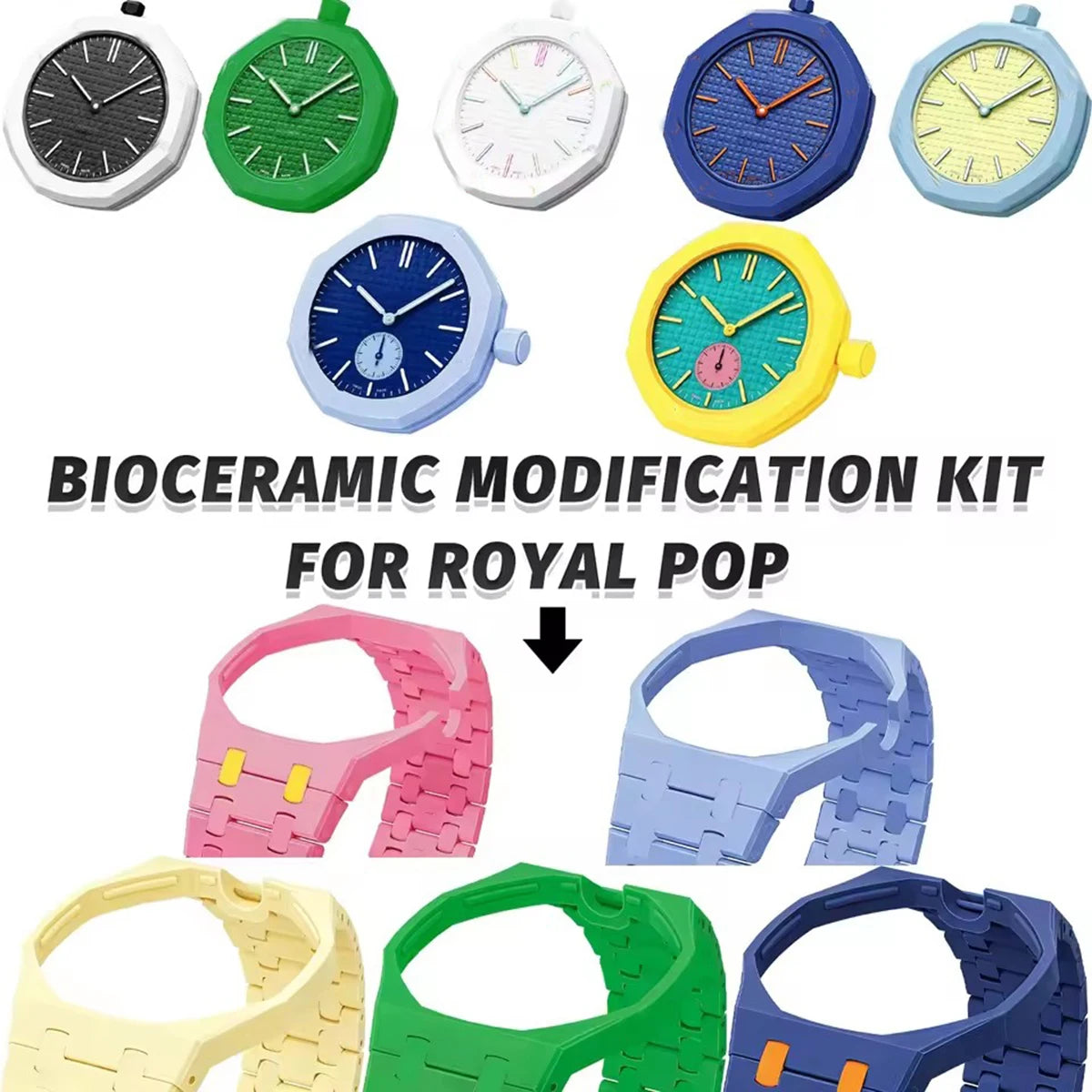 Advanced Luxury Modification Kit Pocket Changer To Wristwatch For Swatch X AP Royal POP Ceramic Biomaterials Watch Case Strap