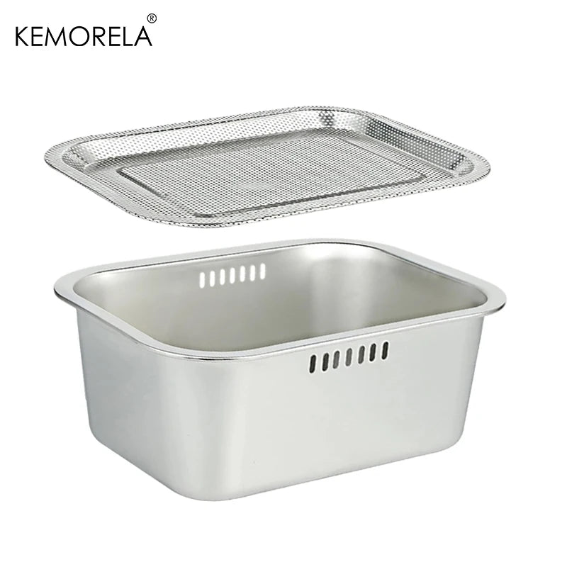 Bassine de vaisselle portable 10L en acier inoxydable, bac de lavage multifonction pour cuisine et légumes