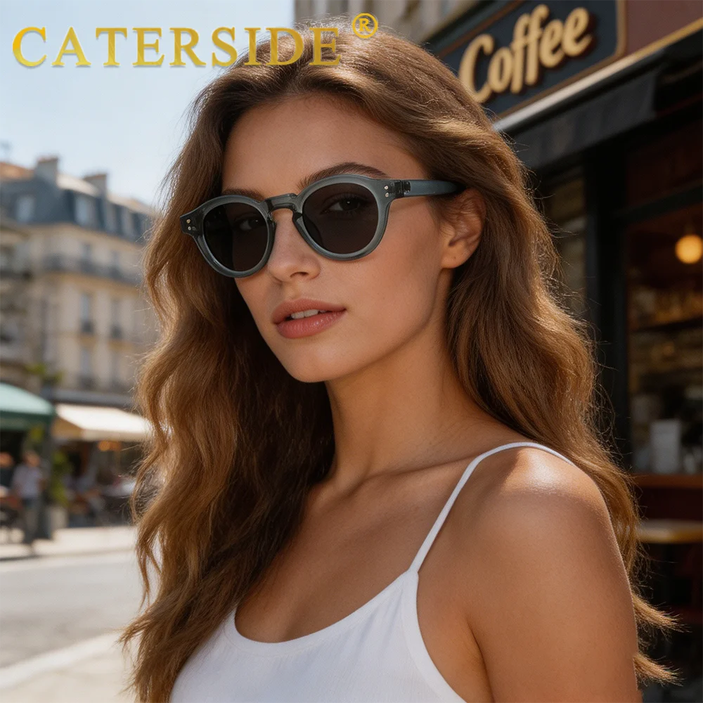 CATERSIDE Round Polarized Sunglasses Men Vintage TR90 Frame High-Quality Sun Glasses for Women Driving Fishing Eyewear UV400