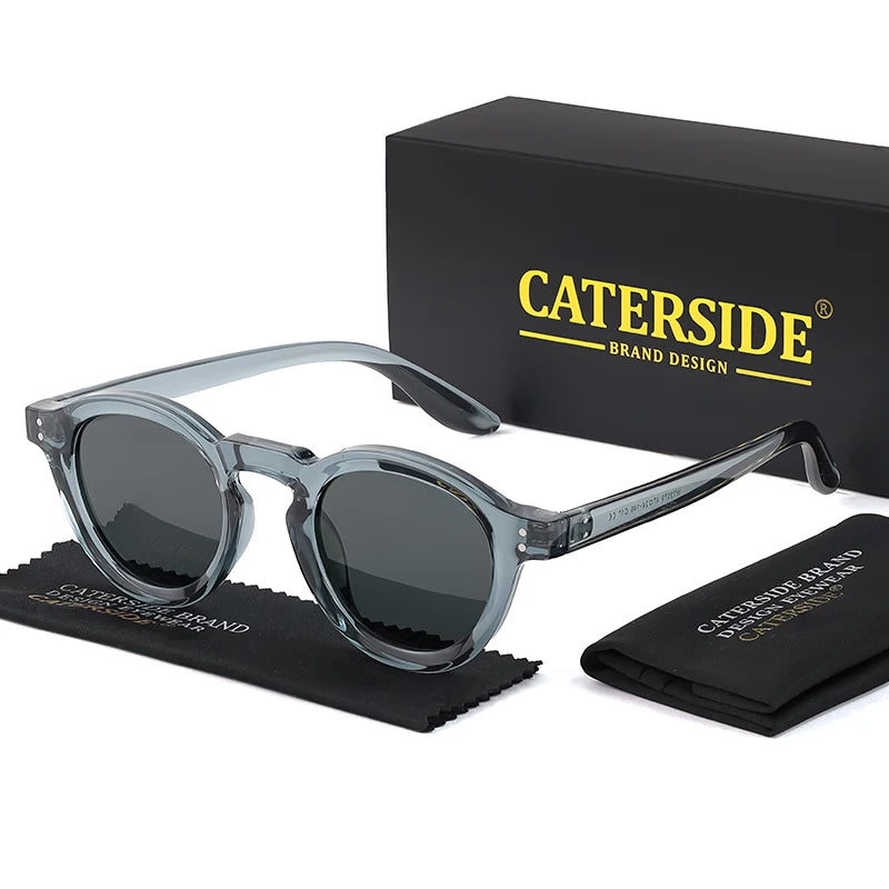 CATERSIDE Round Polarized Sunglasses Men Vintage TR90 Frame High-Quality Sun Glasses for Women Driving Fishing Eyewear UV400