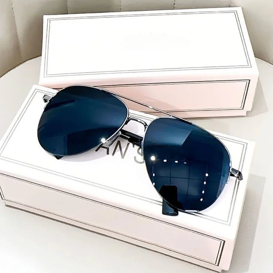 Men's Big Frame Pilot Sunglasses Fashion Gradient Lens Anti-reflective UV400 Sun Glasses Homme Lunette De Soleil (No Box)