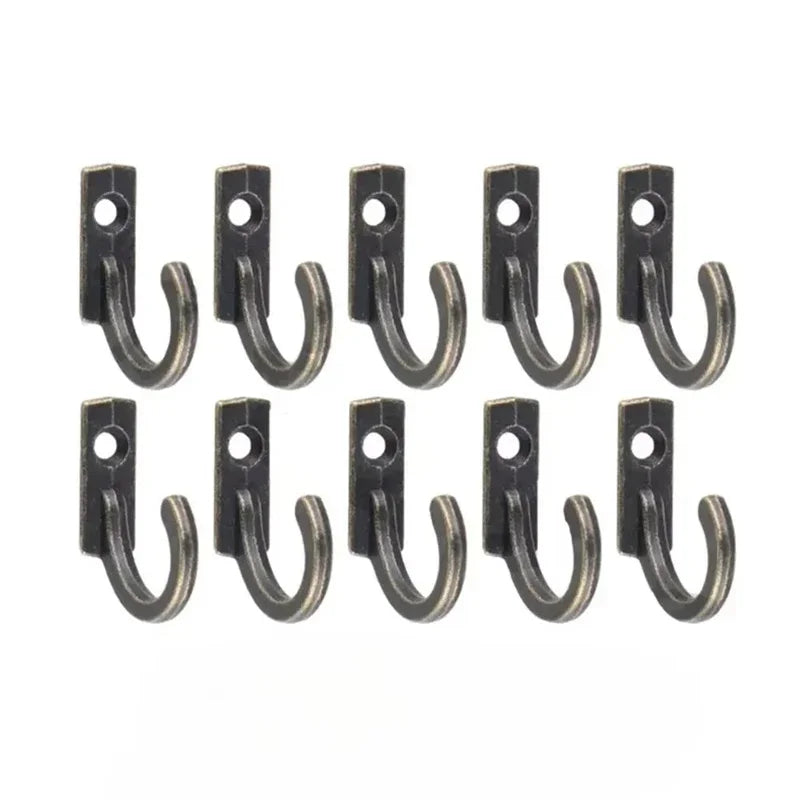 10Pcs Vintage Hooks Wall Hanger Curved Buckle Horn Lock Clasp Hook For Wooden Jewelry Box Furniture Home Decor