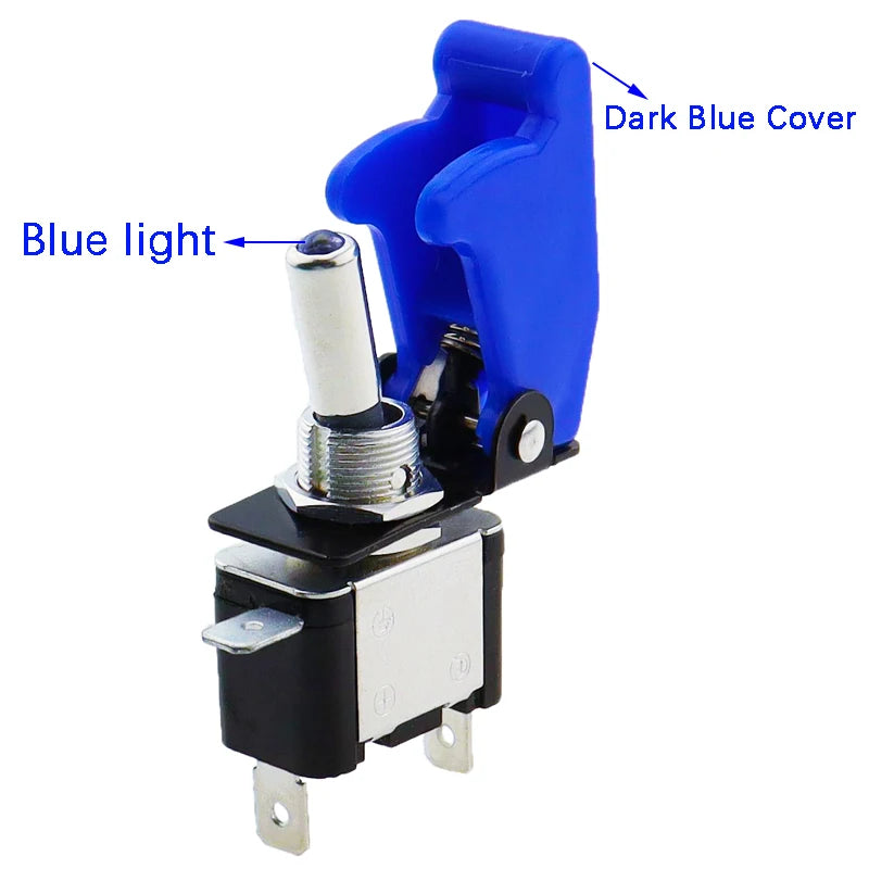 Auto Car Boat Truck Illuminated Led Toggle Switch With Safety Aircraft Flip Up Cover Guard Red Blue Green Yellow White 12V20A