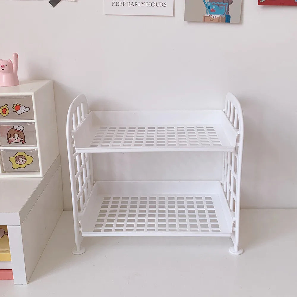 Desktop Stationery Rack Storage Holder Multi-Functional Plastic Shelf Makeup Organizer Office Dormitory Desk Organizer Shelf