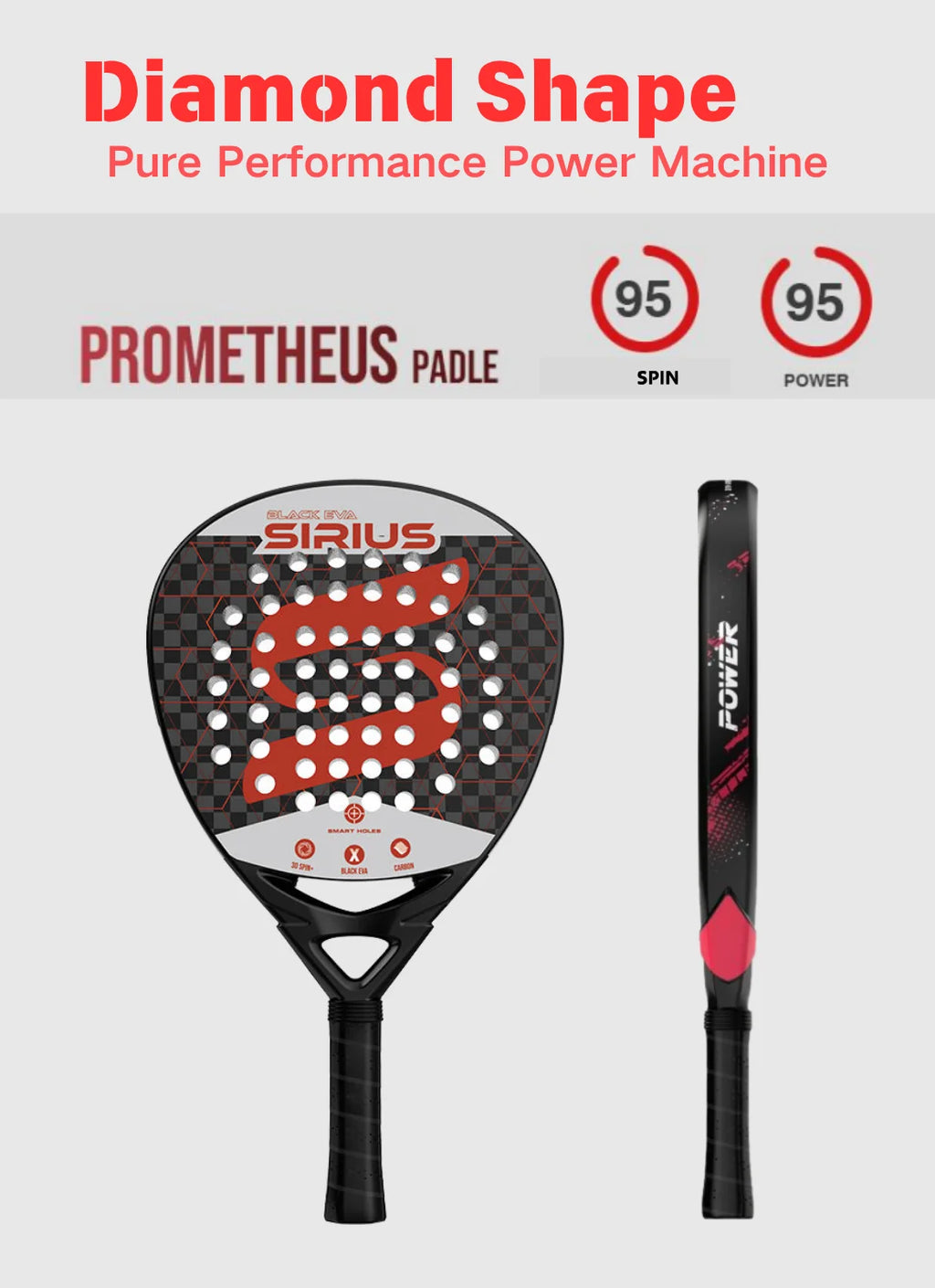 DUALE  FORCE II  3K T800 Padel Racket ,Combo Power and Control, Hybrid Padel for Intermediate and Advaced All-Court Players