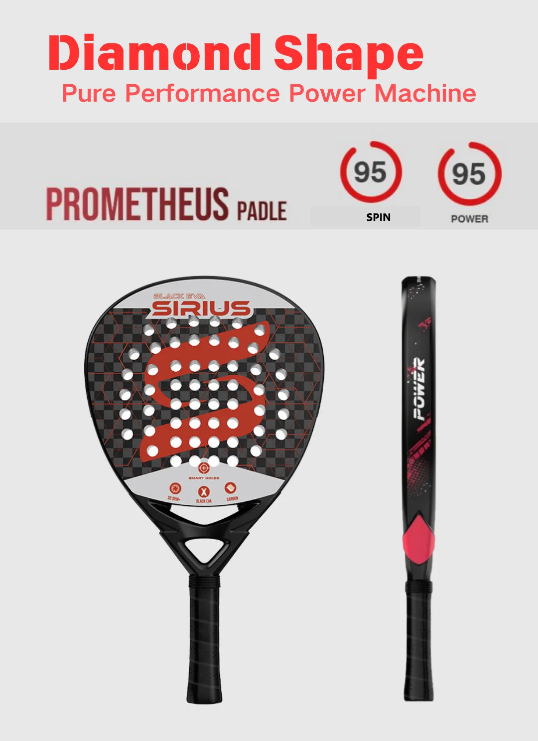 DUALE  FORCE II  3K T800 Padel Racket ,Combo Power and Control, Hybrid Padel for Intermediate and Advaced All-Court Players