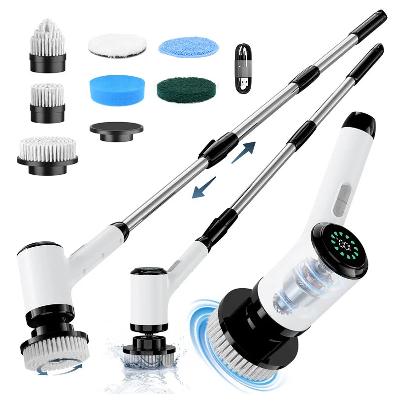 Electric Cleaning Brush Cordless Handheld Shower Scrubber Spin Cleaner Multifunctional Cleaner with 7PCS Heads Bathroom Kitchen