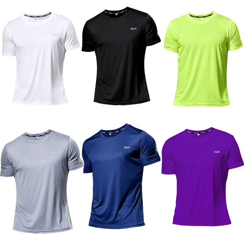 Sport Shirt  2024 Summer New 100% Polyester White Solid T Shirt Men Causal O-neck Basic T-shirt Male High Quality Running Tops