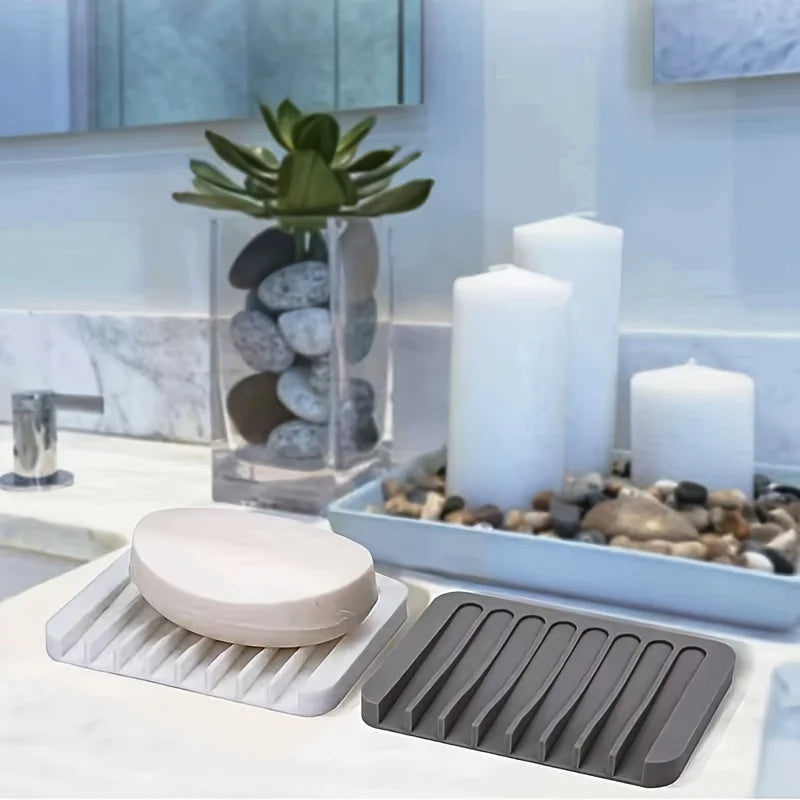 Porte-savon silicone antidérapant avec égouttoir