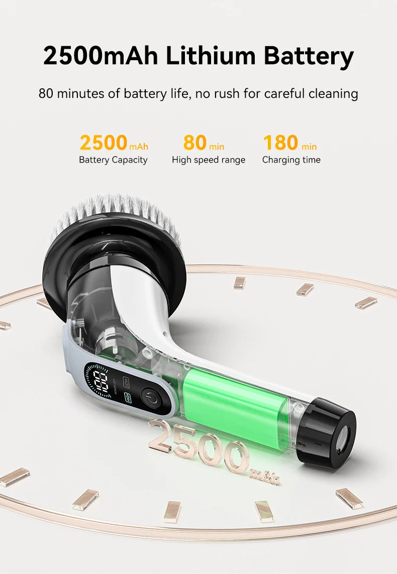 Electric Cleaning Brush Cordless Handheld Shower Scrubber Spin Cleaner Multifunctional Cleaner with 7PCS Heads Bathroom Kitchen