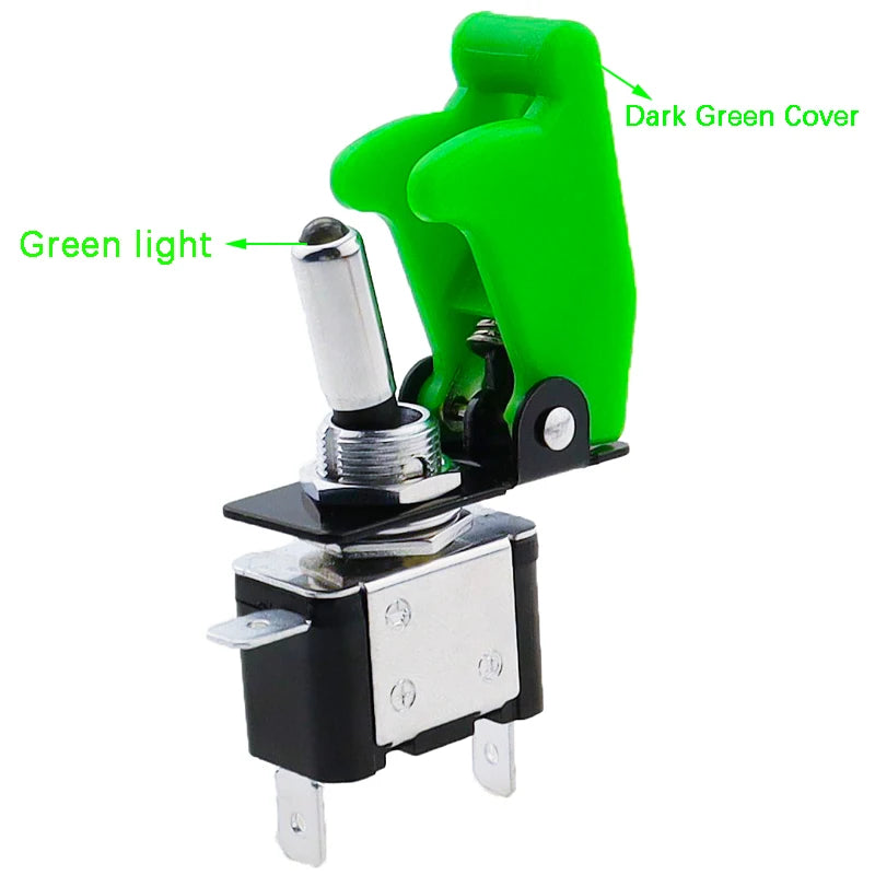 Auto Car Boat Truck Illuminated Led Toggle Switch With Safety Aircraft Flip Up Cover Guard Red Blue Green Yellow White 12V20A