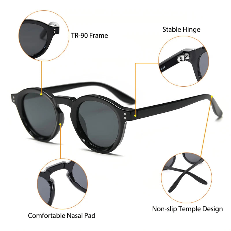 CATERSIDE Round Polarized Sunglasses Men Vintage TR90 Frame High-Quality Sun Glasses for Women Driving Fishing Eyewear UV400