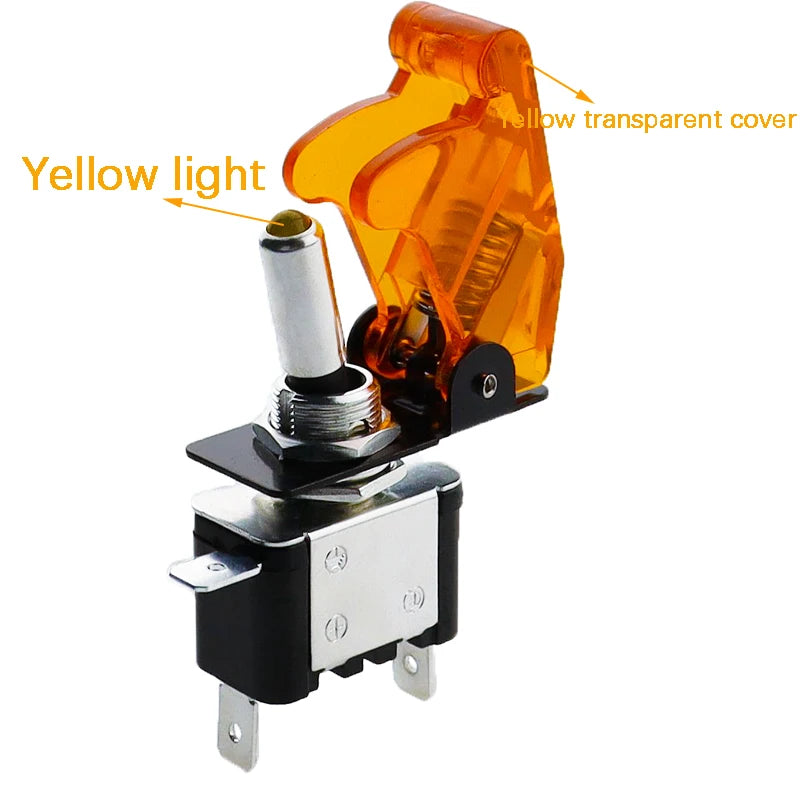 Auto Car Boat Truck Illuminated Led Toggle Switch With Safety Aircraft Flip Up Cover Guard Red Blue Green Yellow White 12V20A