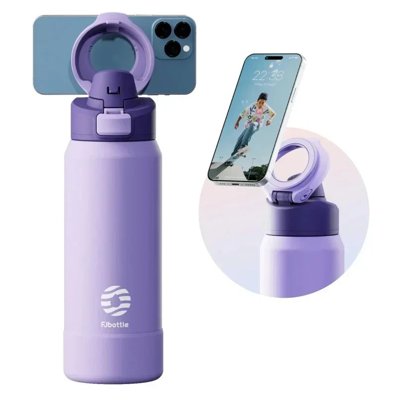 710/950ml Insulated Water Bottle with Magnetic Lid Gym Fitness Water Cup with Phone Holder Thermal Bottle Vacuum Flask Insulated