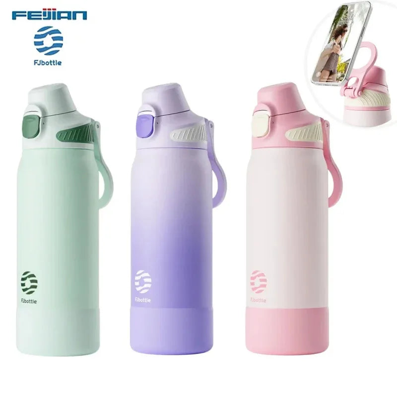 Fjbottle 1 Piece 600/1000ML Themos Cup Sports/Camping Water Bottle Stainless Steel Magnetic Vacuum Drum Leak Proof Insulated Cup