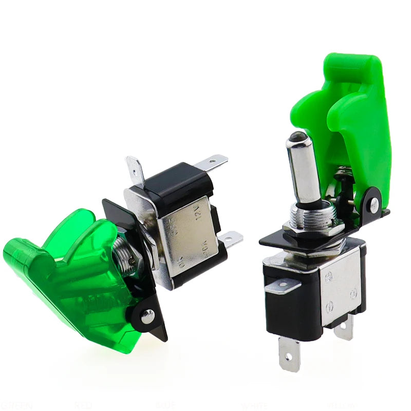 Auto Car Boat Truck Illuminated Led Toggle Switch With Safety Aircraft Flip Up Cover Guard Red Blue Green Yellow White 12V20A