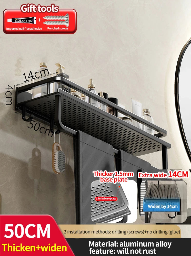 Bathroom Rack Bathroom Shelf Toilet Space Aluminum Hanging Rack Bathroom Organizer Hang on the Wall