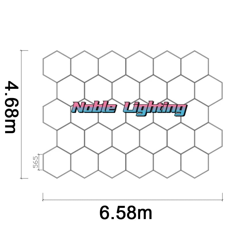 4x8M Garage Barbershop Gym Led Ceiling Light Hexagon Light 110V-240V Honeycomb Led Customized for Auto Car Detailing Workshop