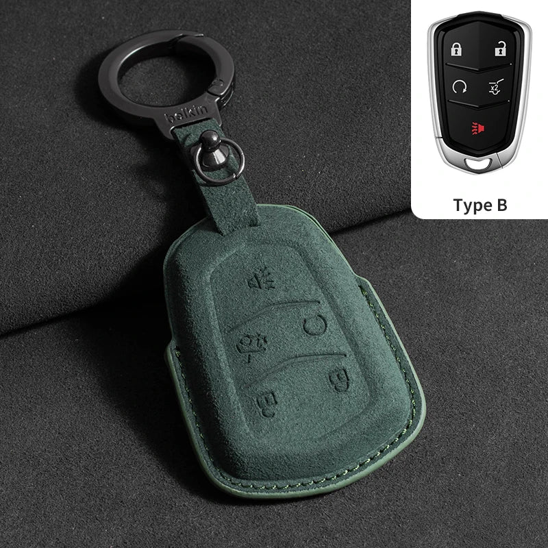 Suede Car Key Case Cover For Cadillac CT4 CT5 ATS CT6 CTS DTS XT5 Escalade ESV SRX STS XT4 Car Key Protective Shell Accessories
