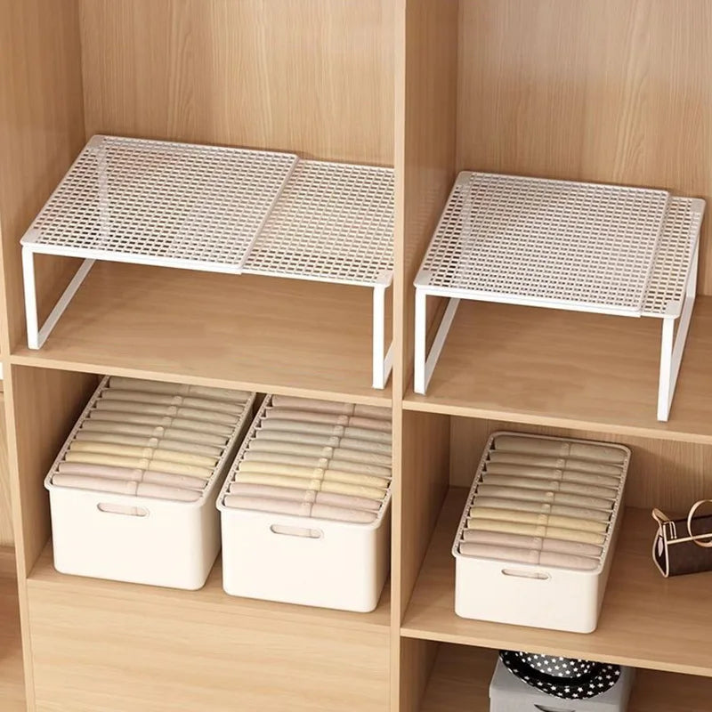 Stackable Telescopic Closet Shelf Retractable Expandable Wardrobe Divider Board  Adjustable Layered Partition Cabinet Organizer