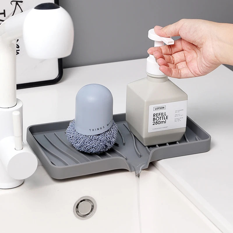 1-Pack Silicone Drain Soap Box Kitchen Bathroom Anti-slip Sink Tray Creative Washing Table Soap Tray Free Punch Drain Rack