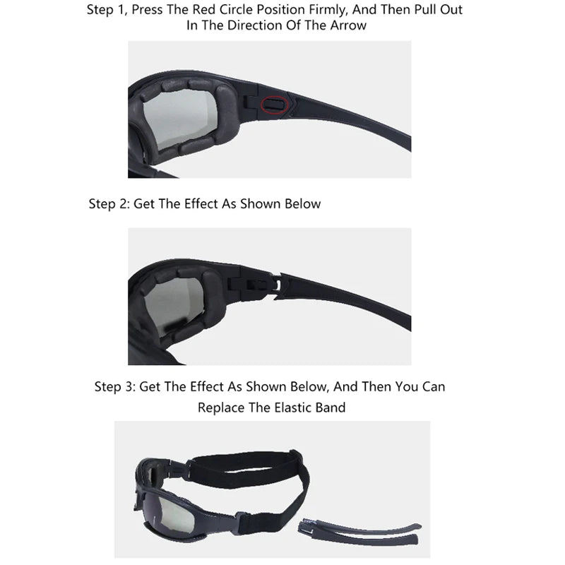 New 4 Lens Tactical Goggles - Polarized Windproof & Dustproof Safety Glasses for Outdoor Sports (Climbing, Cycling, Fishing)