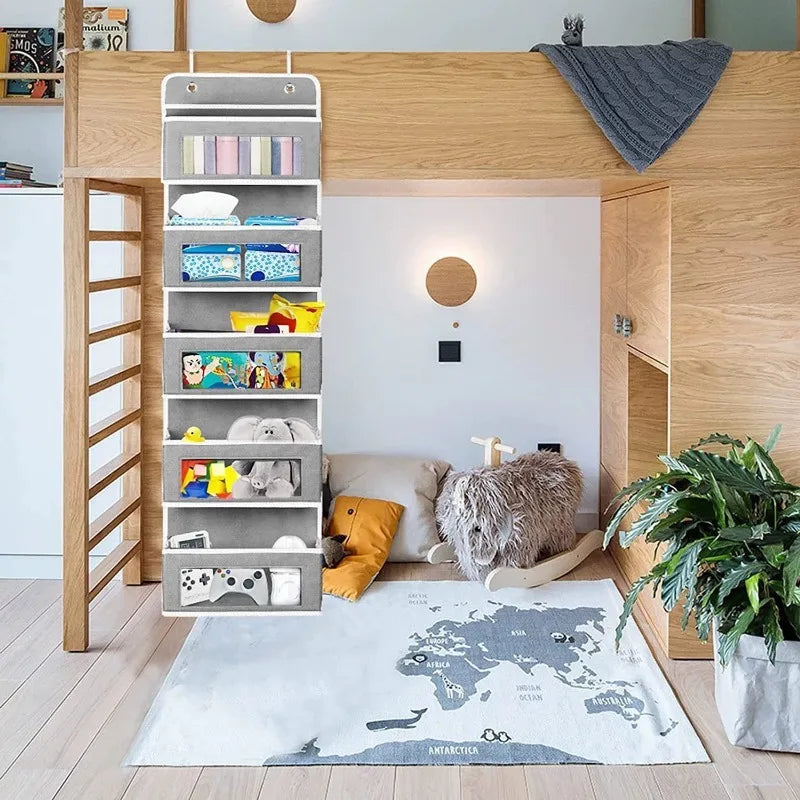 5-Shelf Hanging Storage Organizer - Behind Door, Anti-Tilt, 5 Large Capacity Pockets, Suitable for Bedroom, Bathroom