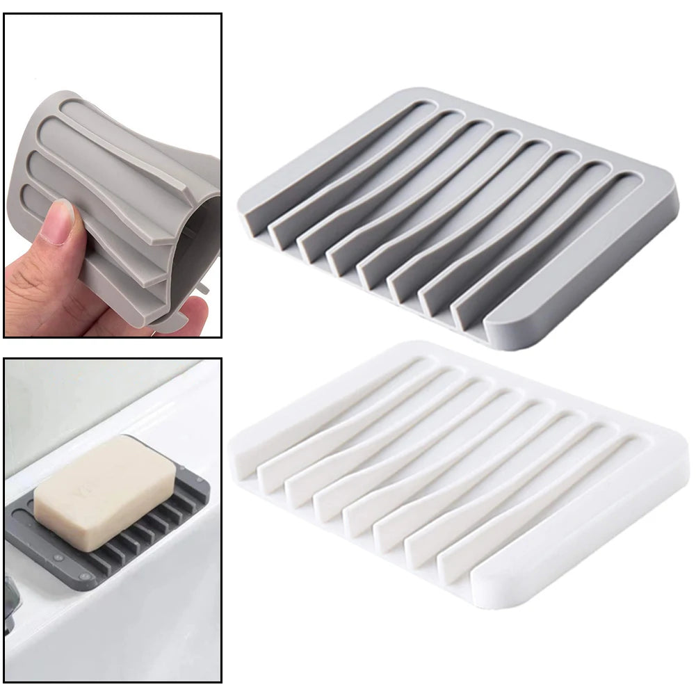 1/2 Pcs High Quality Silicone Self Draining Soap Dishes Innovative Soap Holder Saver Silicone Soap Holder Anti Slip Pad