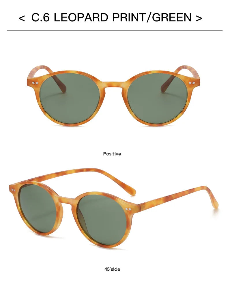 Retro Round Polarized Sunglasses Men Women Classic Leopard Frame Sun Glasses Fashion Black Driving Male Female Goggles UV400