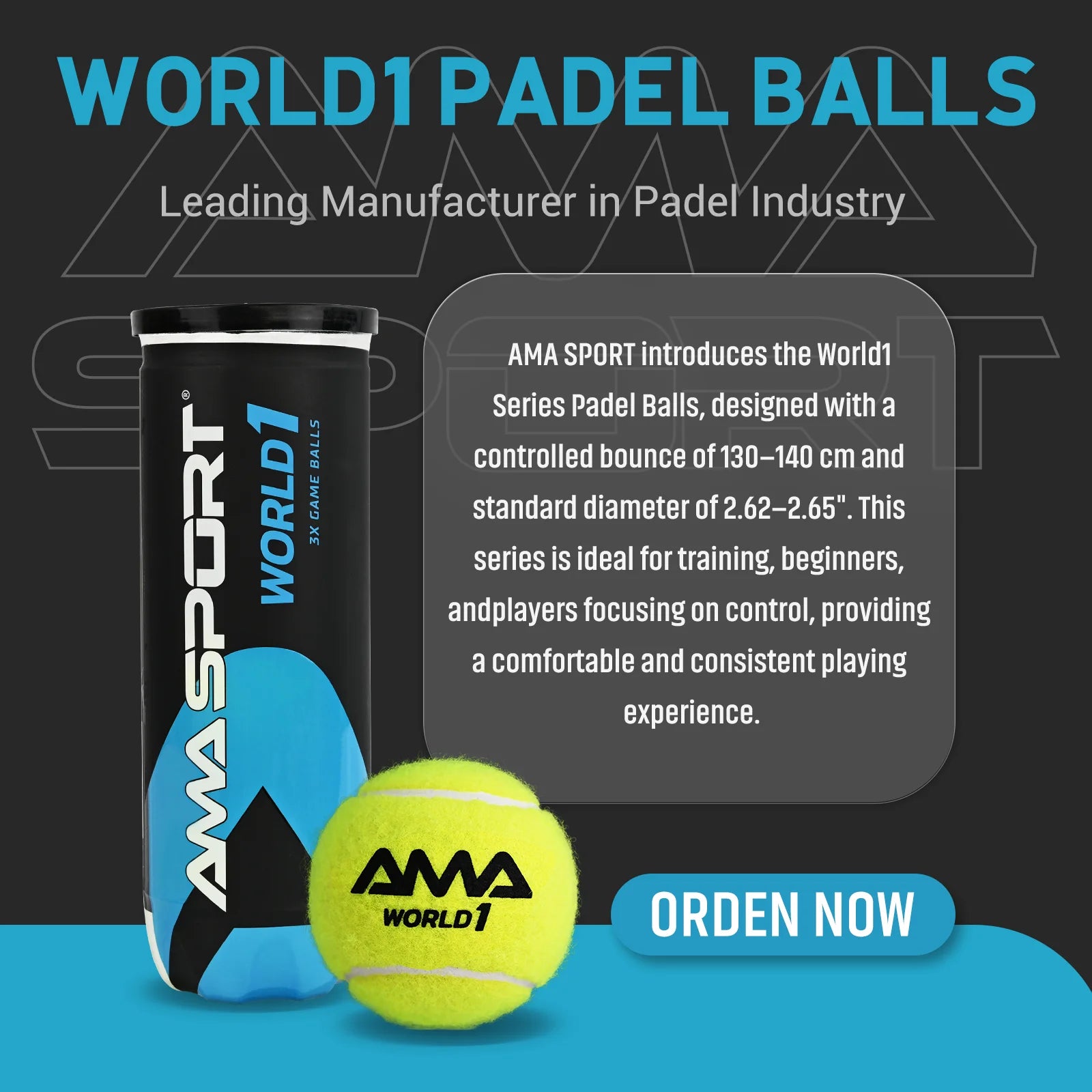 AMASPORT Professional Tennis  Padel Paddle Training Ball 3Pcs Match Balls High Elasticity Resistant Durable Excesice