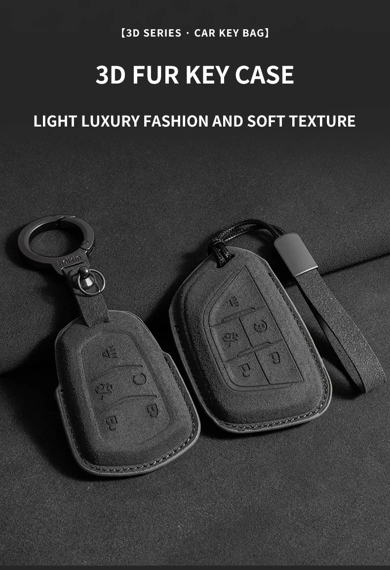 Suede Car Key Case Cover For Cadillac CT4 CT5 ATS CT6 CTS DTS XT5 Escalade ESV SRX STS XT4 Car Key Protective Shell Accessories