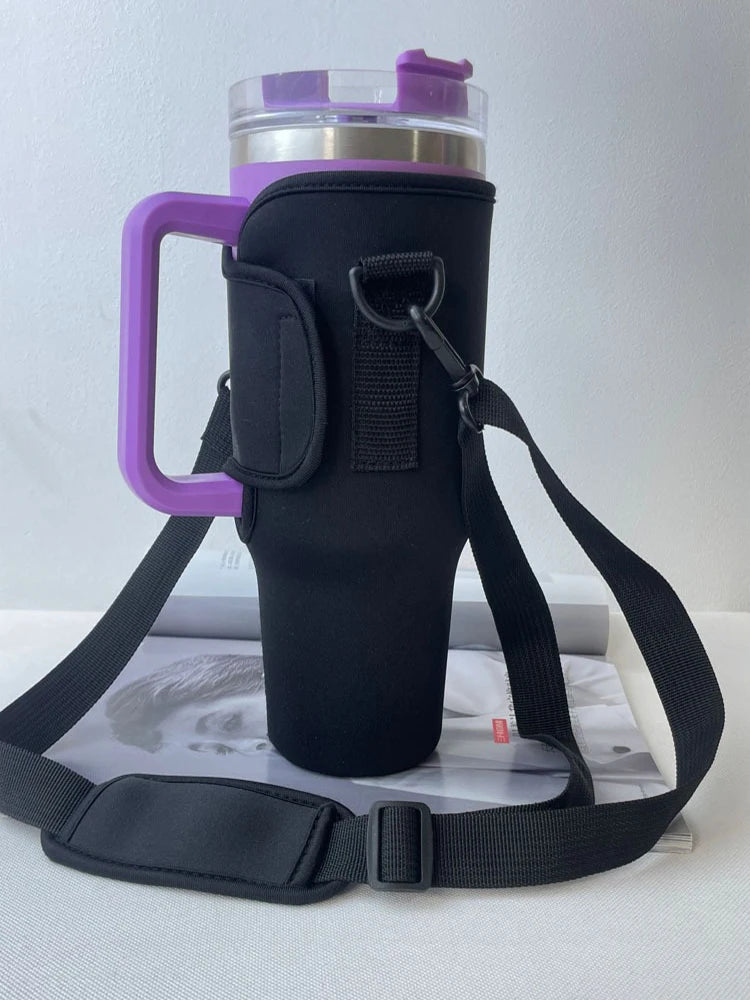 Housse de gourde 30/40 oz pour mug Stanley Quencher, avec bandoulière réglable et pochette porte-paille