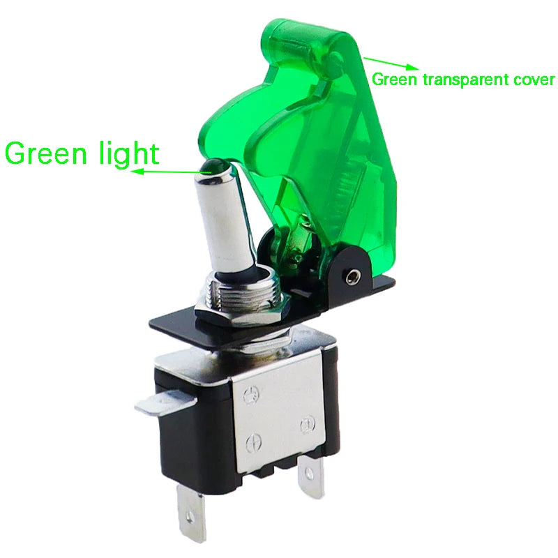 Auto Car Boat Truck Illuminated Led Toggle Switch With Safety Aircraft Flip Up Cover Guard Red Blue Green Yellow White 12V20A